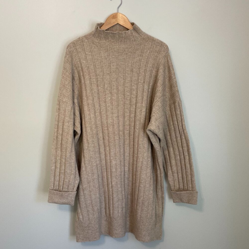 Topshop Mock Neck Sweater Dress - Tan